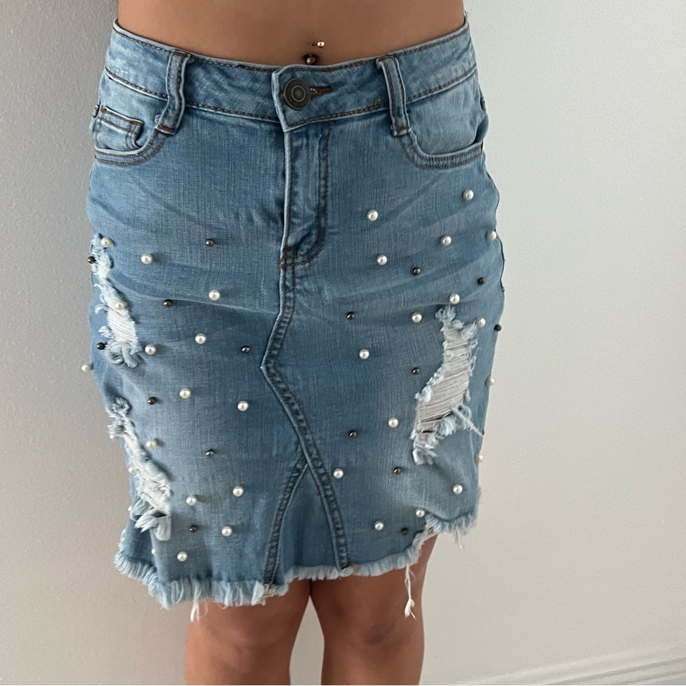 Machine Nouvelle Mode Pearl Studded Skirt